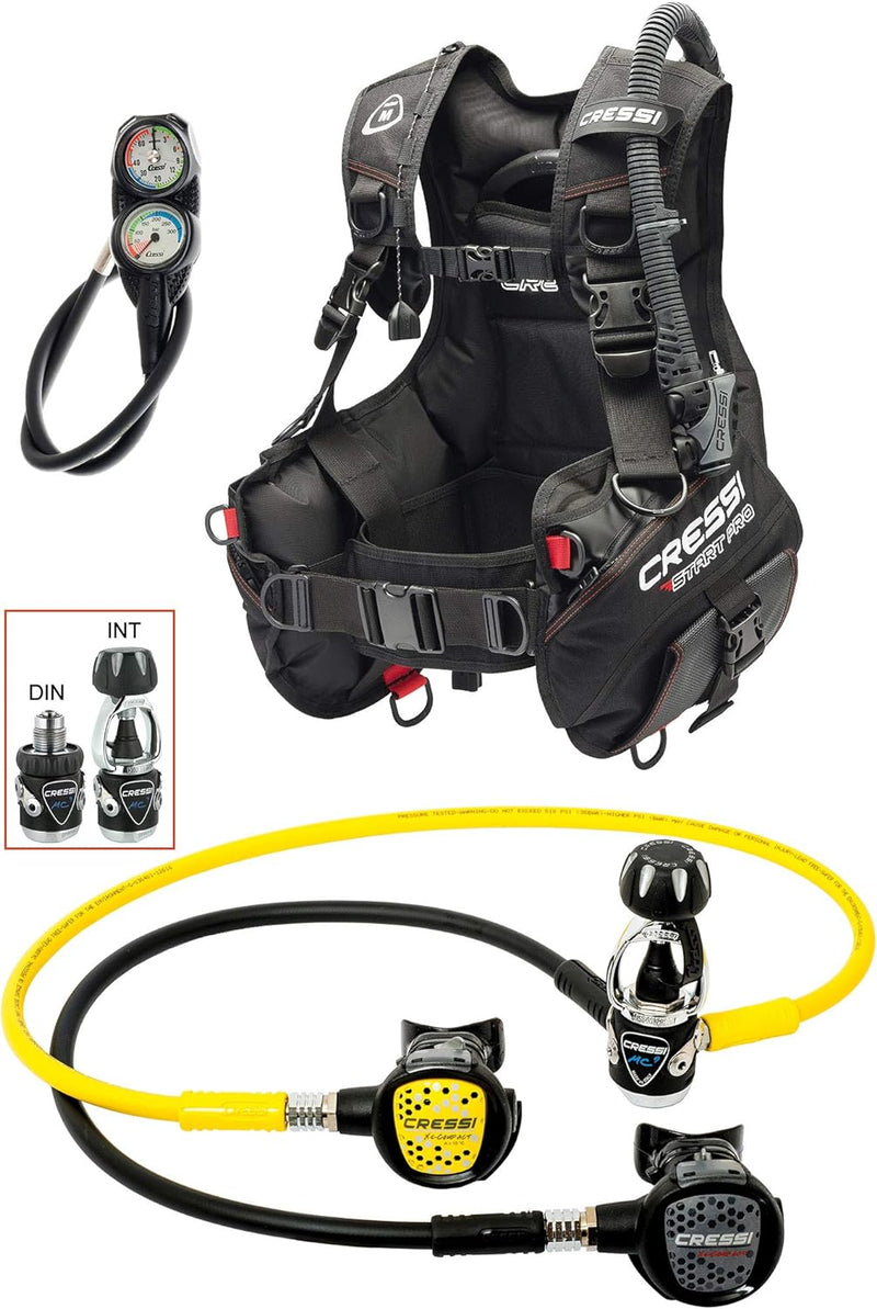 Cressi Start Pro Scuba Set-Int Tauch Diving XS Schwarz, XS Schwarz