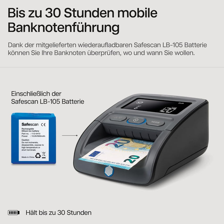 Safescan 155-S automatischer Geldscheinprüfer zur schnellen Überprüfung von Geldscheinen - Falschgel