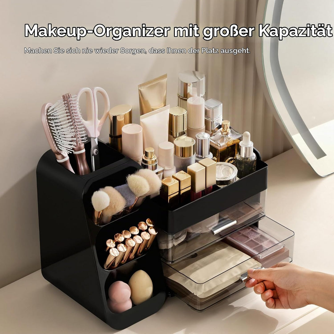 HBlife Makeup Kosmetik Organizer mit Schubladen, Pinsel Organizer, 3-in-1 Plastic Kosmetik Aufbewahr