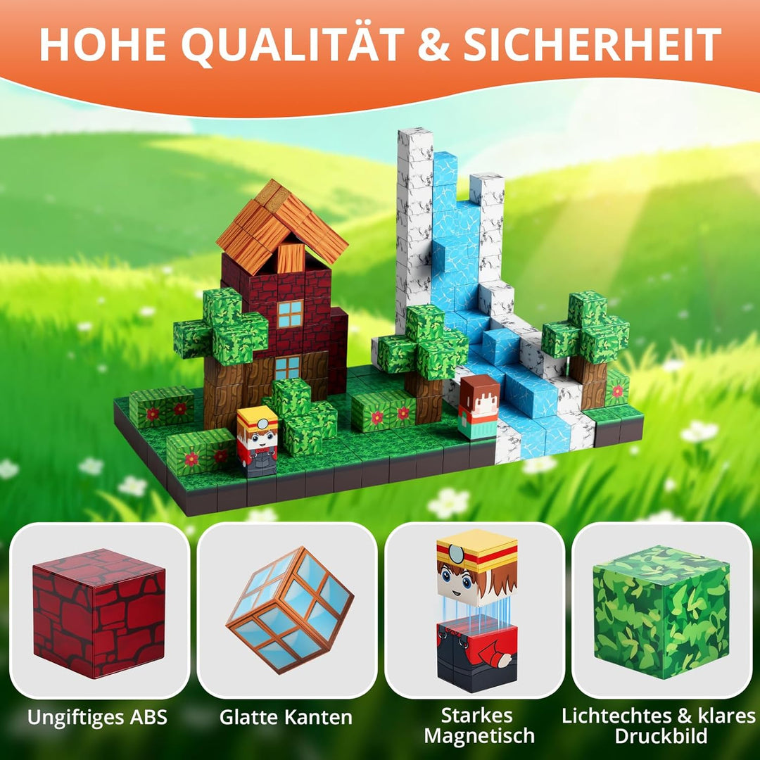 FUNYKICH Magnetische Bausteine, 300PCS Magnetbausteine Bauwelt Magnetspielzeug für ab 3-10 Jahren Ju