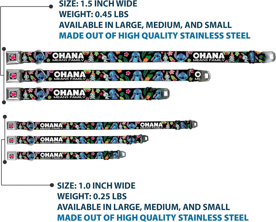 Buckle-Down dc-wdy339-l Dyer Lilo &amp; Stitch Hibiscus Flower Full Color Schwarz/Pink Hundehalsband, gr
