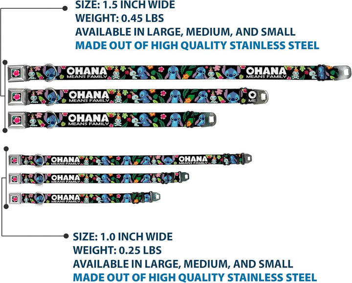 Buckle-Down dc-wdy339-l Dyer Lilo &amp; Stitch Hibiscus Flower Full Color Schwarz/Pink Hundehalsband, gr
