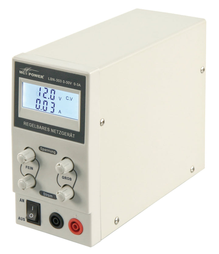 McPower Labornetzgerät | LBN-303 | 0-30V, 0-3A | Regelbares Netzgerät 90W | Präzise einstellbare Gle