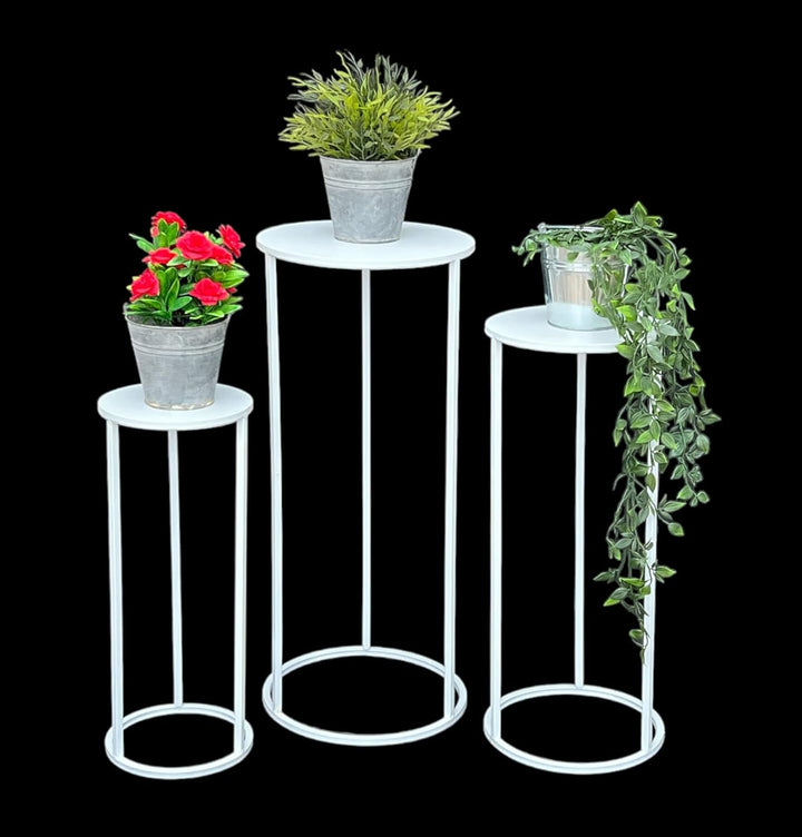 DanDiBo Blumenhocker Metall Weiss Rund Blumenständer Beistelltisch 96483 3er Set Blumensäule Modern