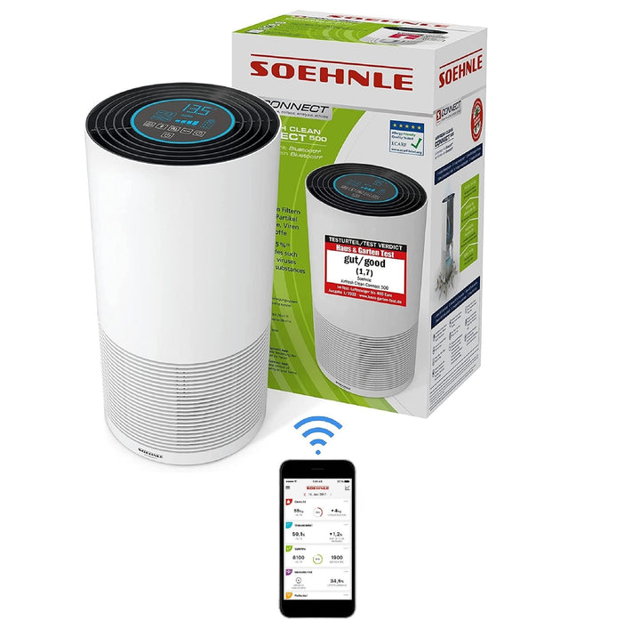 Soehnle Airfresh Clean Connect 500 Luftreiniger Allergiker, Luftfilter 99,5% von Staub Pollen Gerüch