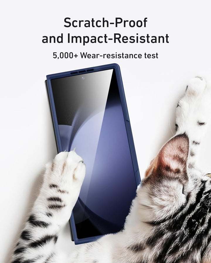 Miimall Kompatibel mit Samsung Galaxy Z Fold 5 Hülle mit S-Pen & Stifthalter, [Anti-SPY Displayschut