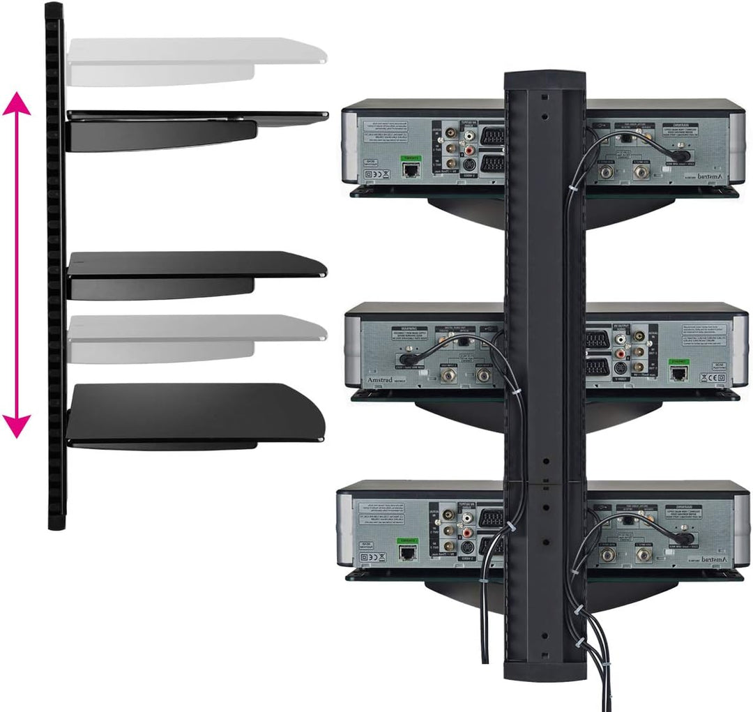 Suptek 3 Floating Regal Multimedia Wandregal TV Rack Wandhalterung Mit Verstärktem Gehärtetem Glasre