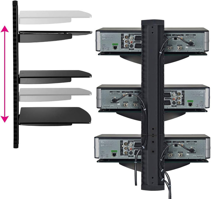 Suptek 3 Floating Regal Multimedia Wandregal TV Rack Wandhalterung Mit Verstärktem Gehärtetem Glasre