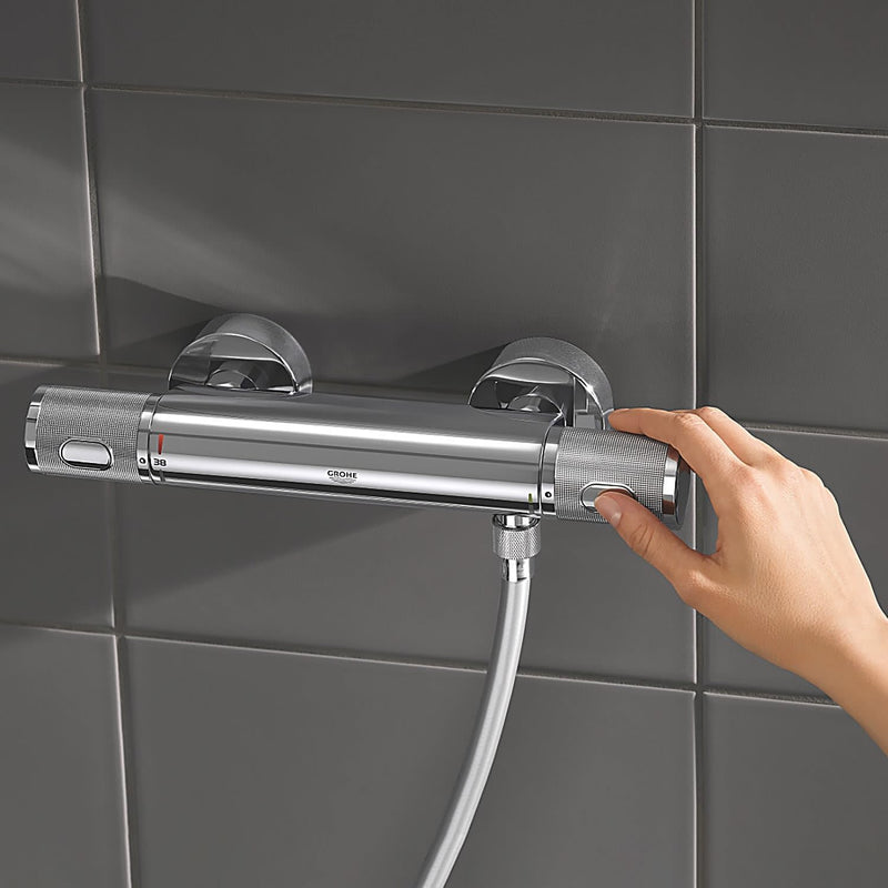 GROHE Precision Feel - Thermostat- Brausearmatur (wassersparend, mit Rändelstruktur, Verbrühschutz,