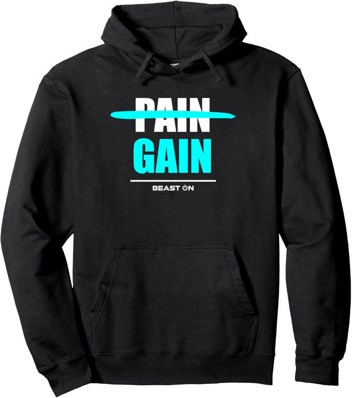 No Pain No Gain Blue Workout Fitness Motivation Gym Sprüche Pullover Hoodie