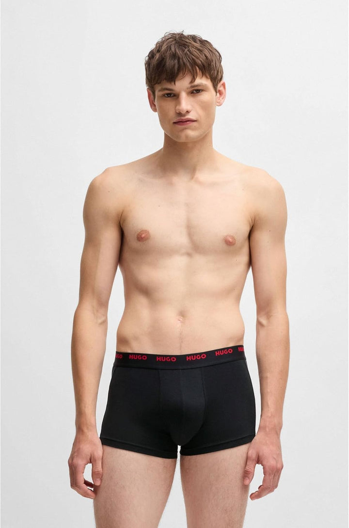 HUGO Herren Trunk Five Pack Fünfer-Pack eng anliegende Boxershorts aus Stretch-Baumwolle mit kurzem