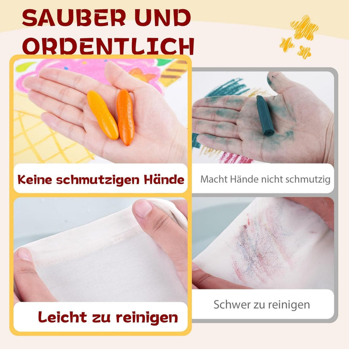 YPLUS Erdnuss Wachsmalstifte für Kleinkinder, 12 Farben, Ungiftige, Leicht zu Halten, Waschbare sich