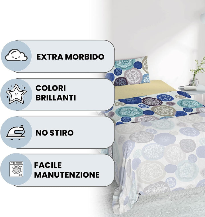 Fantasy Murrine Italian Bed Linen Bettwäsche, Einzelne, Mikrofaser Murrine Einzelne, Murrine Einzeln