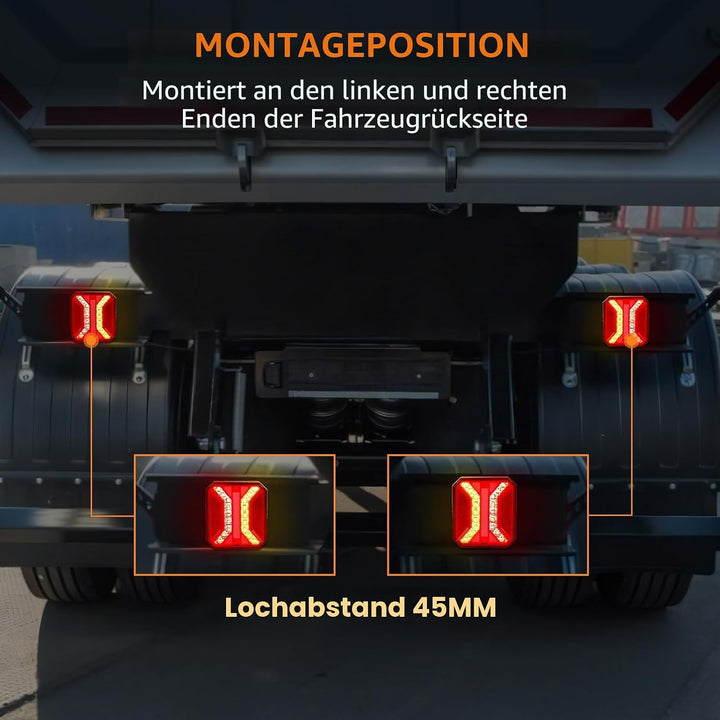 2 Stück Anhänger Rücklichter, IP65 12 V/24 V Superhell Wasserdicht Blinker Bremse Rückwärtsgang Nebe