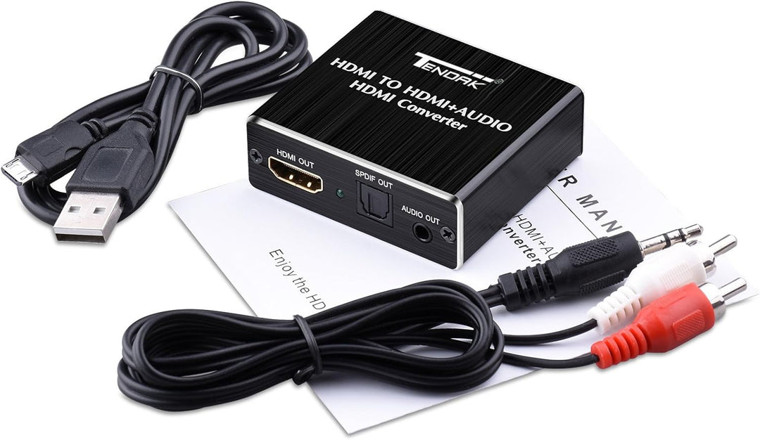 Tendak HDMI Audio Extractor, HDMI Audio Splitter 4K HDMI zu HDMI SPDIF TOSLINK Optical und 3,5mm Ste