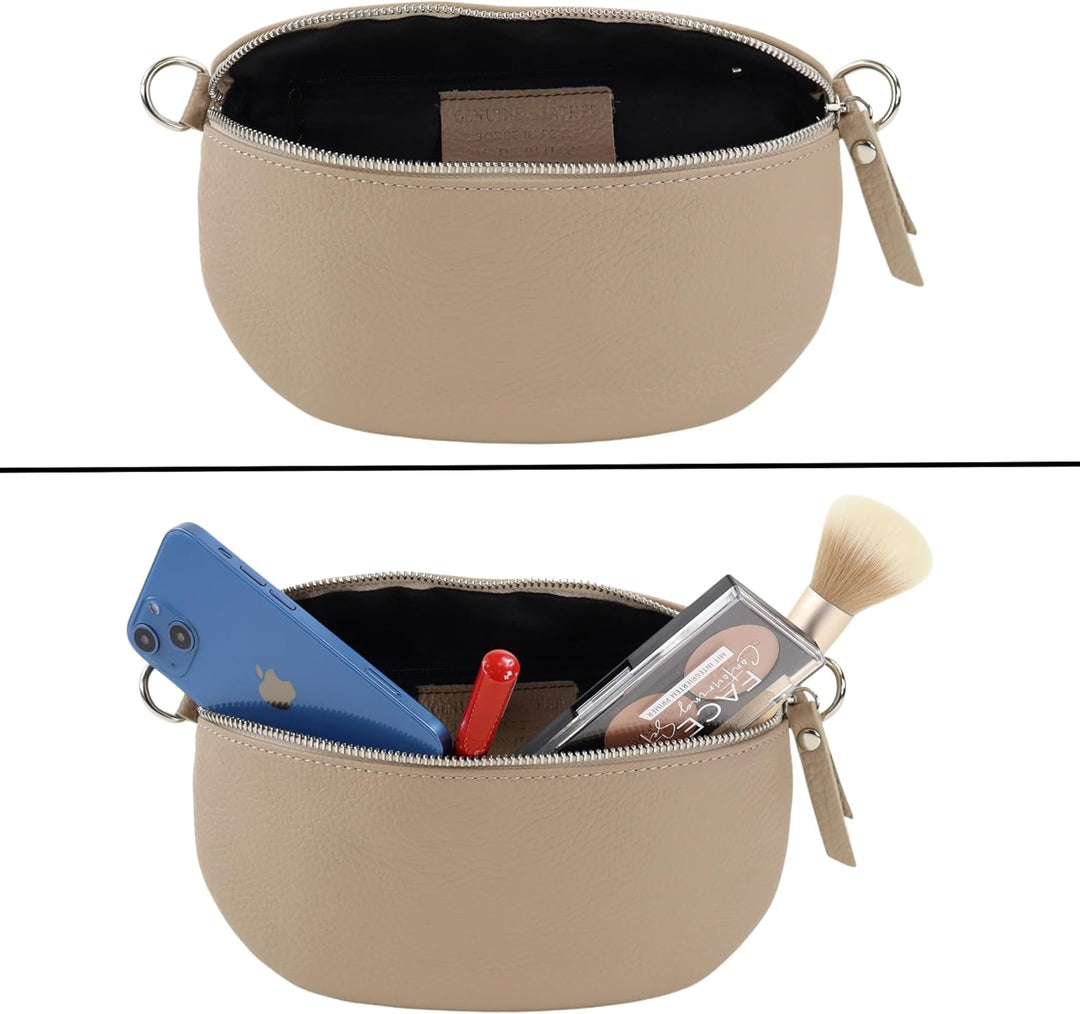 Blade Bauchtasche Damen Echtleder, stylische Gürteltasche Damen mit 2 gemusterten und Leder abnehmba