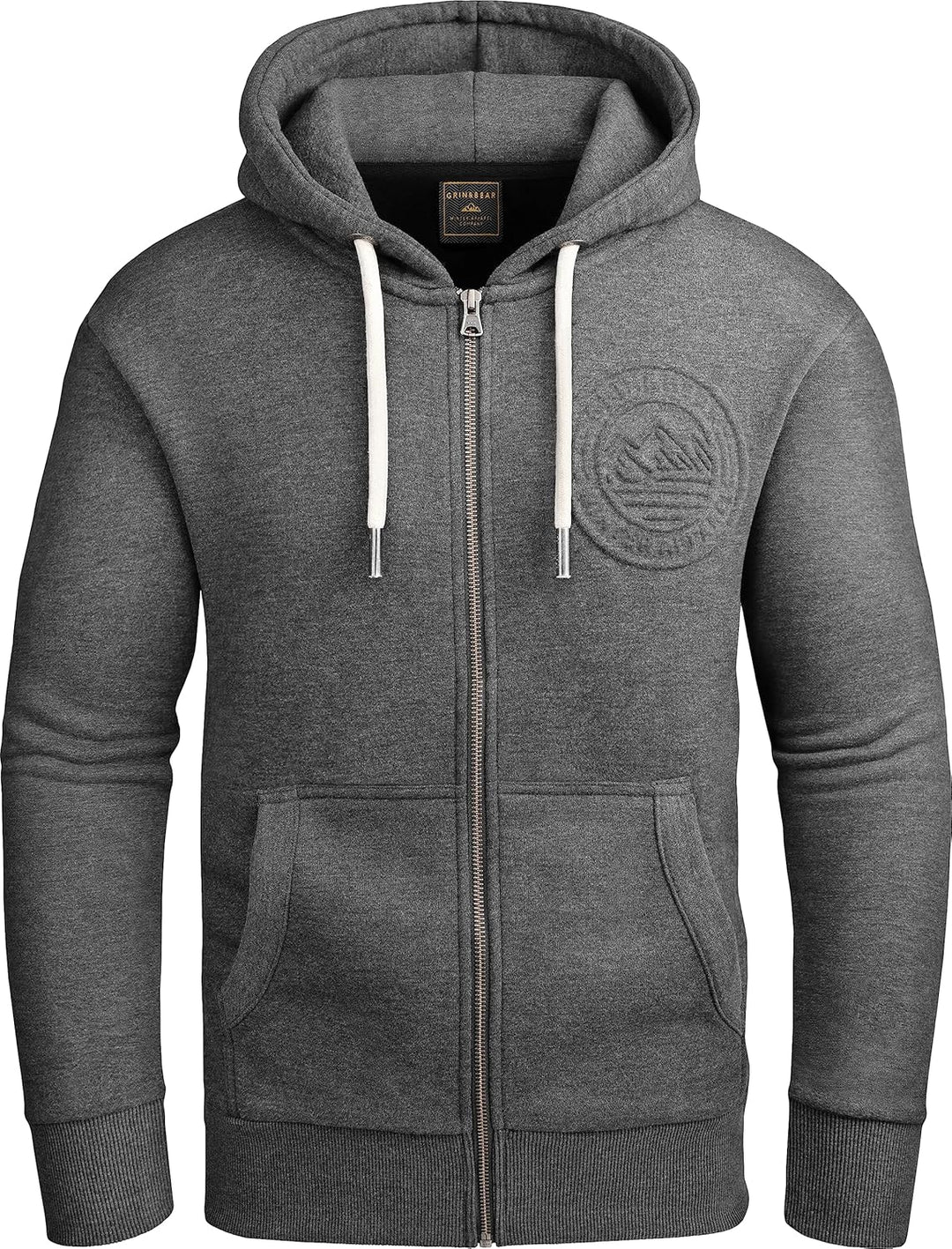Grin&Bear Hoodie Herren Sweatshirt mit Reissverschluss GEC602 S Anthrazit, S Anthrazit