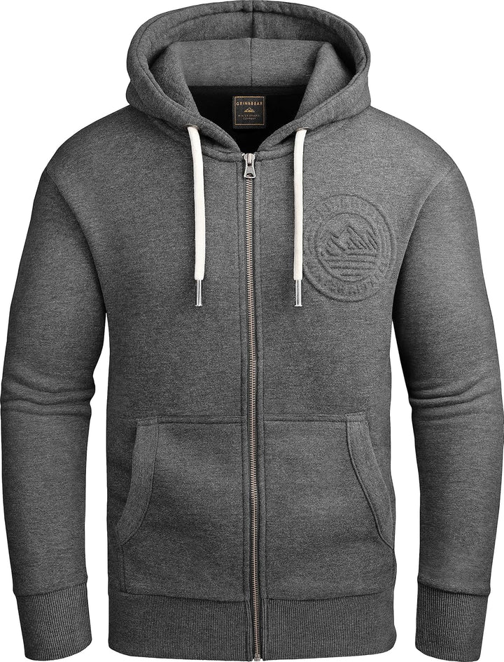 Grin&Bear Hoodie Herren Sweatshirt mit Reissverschluss GEC602 S Anthrazit, S Anthrazit
