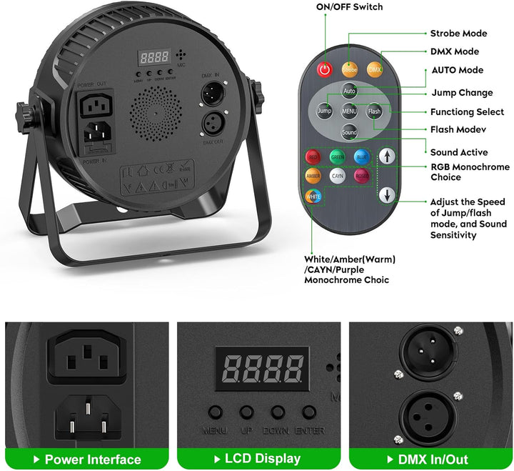 2PC LED Par Strahler 14*6W LED Bühnenlicht Partylicht RGBW DMX512 4-in-1 Par Licht mit Fernbedienung