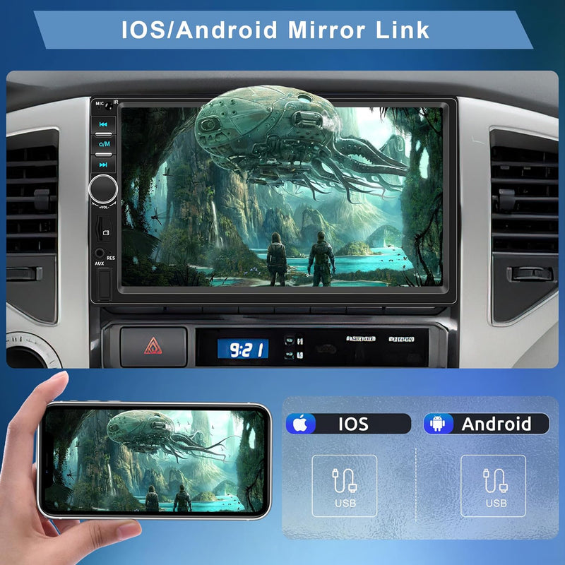 Apple Carplay Autoradio 2 Din mit Android Auto Bluetooth Freisprecheinrichtung 7 Zoll Touchscreen Au