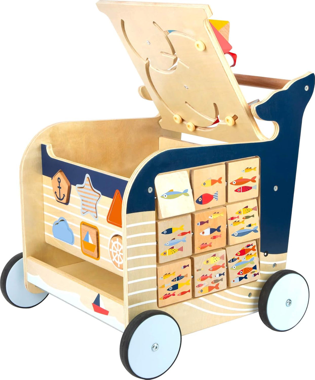 small foot Lauflernwagen Wal aus Holz für erste Gehversuche, multifunktional, für Kinder ab 1 Jahr,