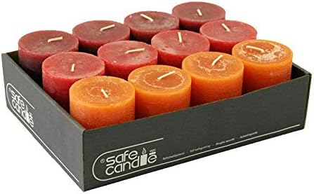 Rustikale Stumpenkerzen – 12 Stück - Wachskerzen/Rustickerzen/Adventskerzen Weihnachten (Red Fall-Mi