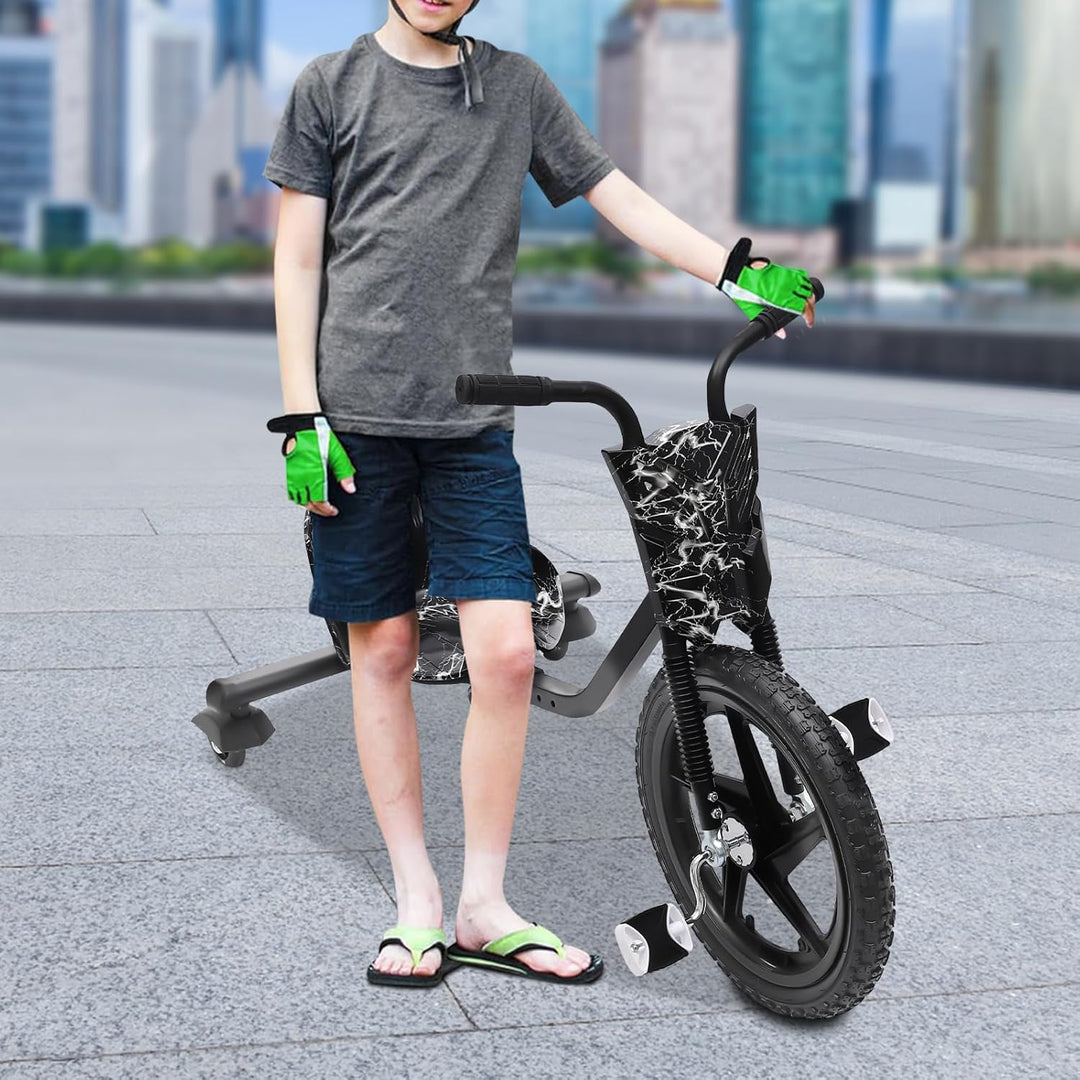 Drift Dreirad, 360° Drift Cart Kinder Scooter Tretauto Rutscher Kinderfahrzeug mit Pedale Verstellba