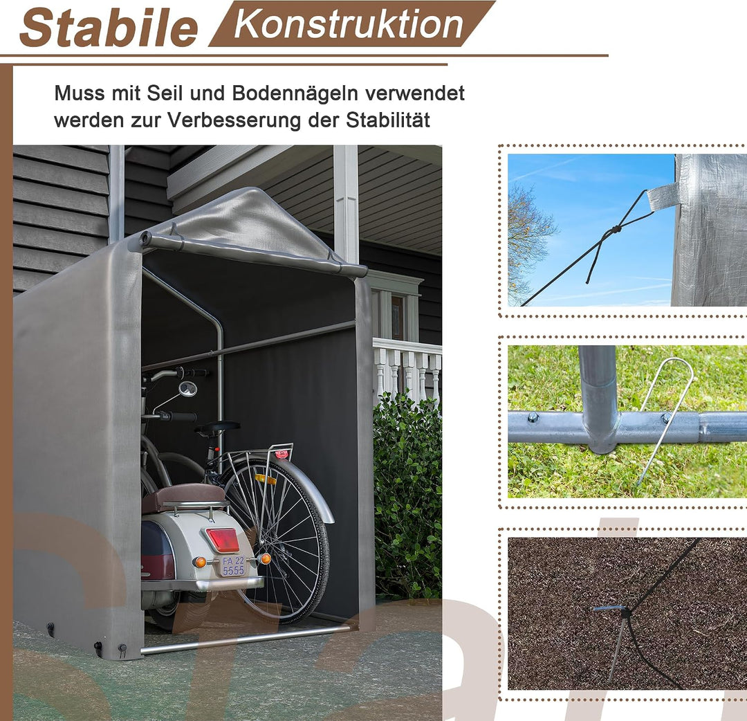 Ball &amp; Cast Fahrradgarage mit PE-Plane und Stahlgestell, wetterfest | Robuste Motorradgarage mit Wet