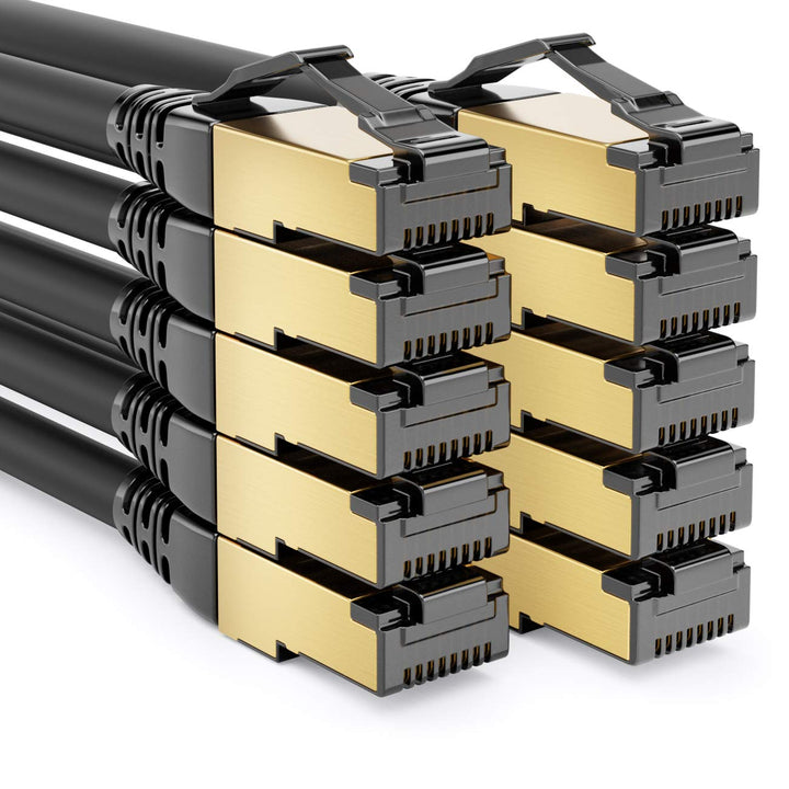 deleyCON 10x 1m CAT8.1 Patchkabel Netzwerkkabel Datenkabel S/FTP PIMF 2000 MHz 40 Gbit RJ45 LAN DSL