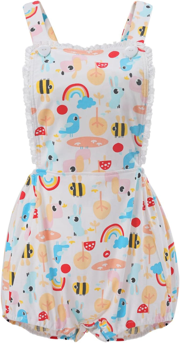 CutiePlusU Baumwolle Knopf-Schritt Damen-Overalls Bodysuit Pyjamas - Vollflächig bedruckter Strample