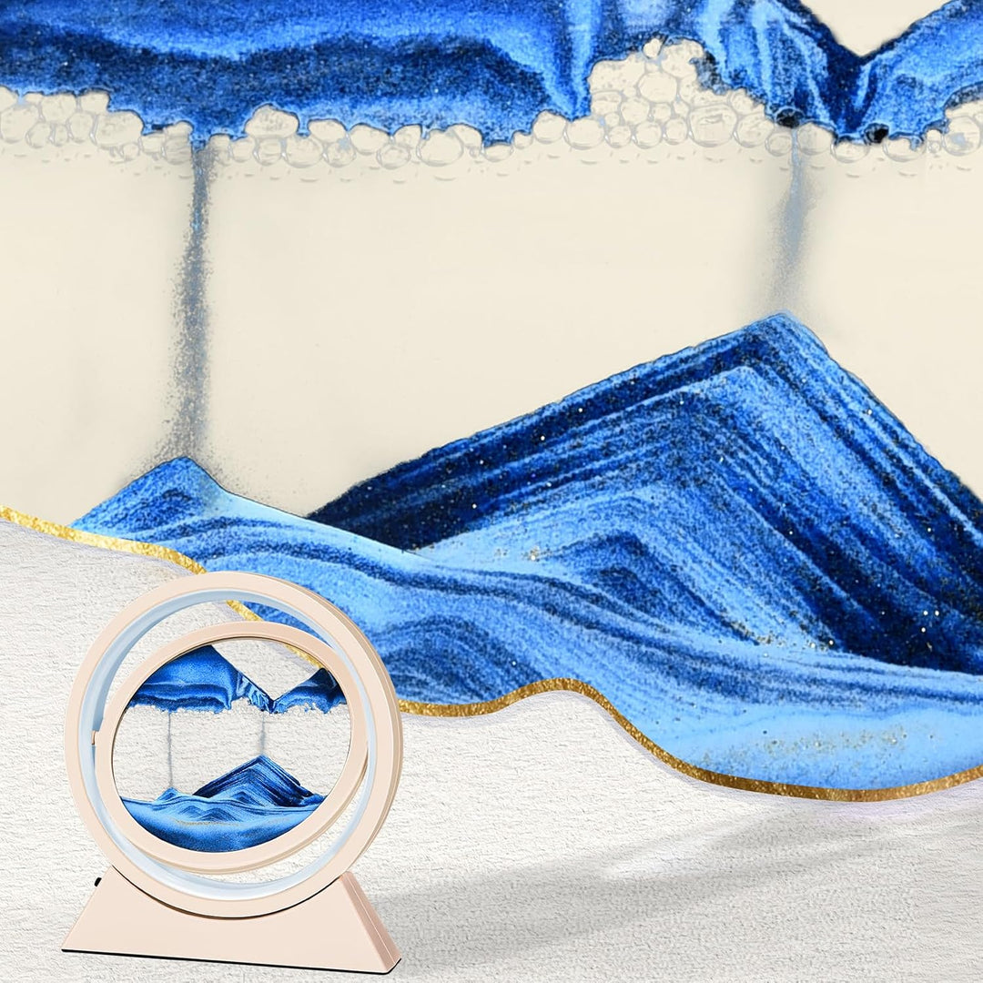 Ulikey Sandbilder Zum Drehen, 3D Dynamische Sandbild mit Led Licht, 10 Zoll Bewegende Sandkunst, Fli