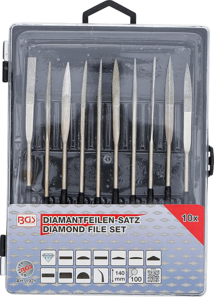 BGS 1921 | Diamant-Lochfeilen-Satz | gebogen | 140 x 3 mm | 10-tlg.