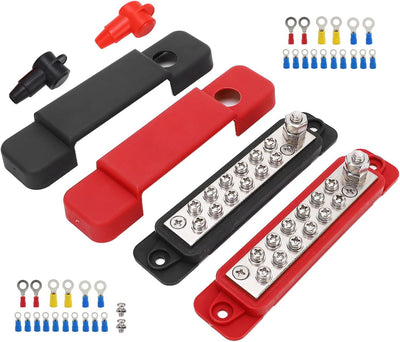 Strom Verteilungs Block 12 Weg 12V 180A Marine Batterie Busbar Terminal Block mit 32 Stück Terminal