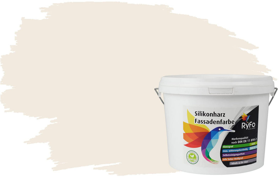 RyFo Colors Silikonharz Fassadenfarbe Lotuseffekt Trend Weisstöne Seidenweiss 3l - bunte Fassadenfar