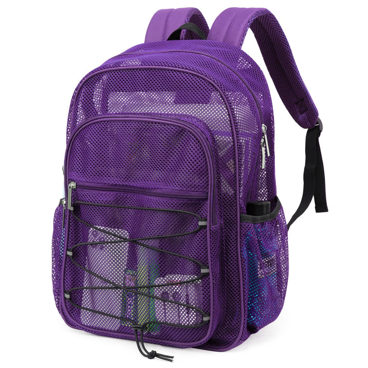 TINYAT Netz-Rucksack für Damen und Herren, strapazierfähig, durchsichtig, transparent, für Strand, R