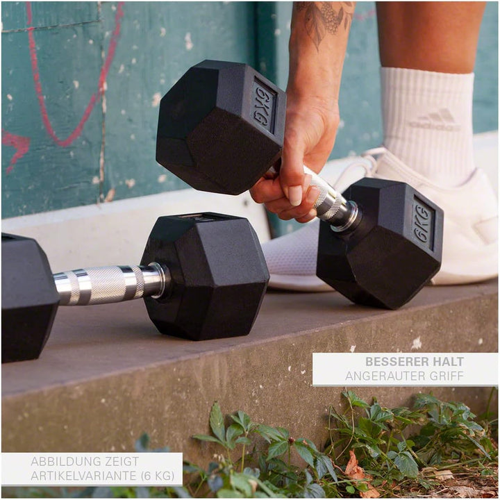 Sport-Tec Hex Kompakthantel aus Gummi, Stück, 1-30 kg Hexagon-Hantel, Krafttraining, Fitness Hantel,