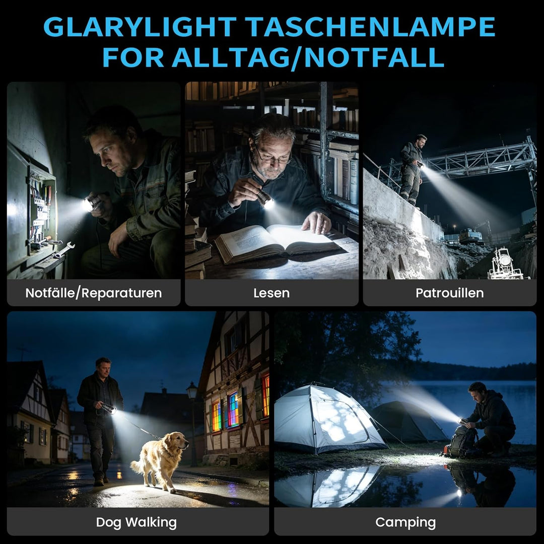 Glarylight Taschenlampe LED Aufladbar 500000 Lumen, LED Taschenlampe Extrem Hell XHP70.2 Taschenlamp