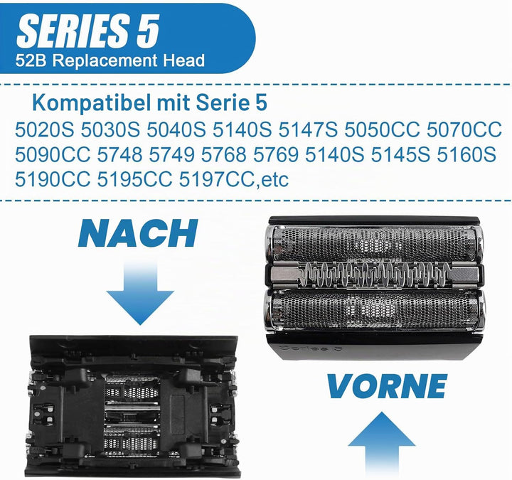 Series 5 Scherkopf 52B für Elektrische Rasierer, Ersatzkopf kompatibel mit Series 5, Rasierkopf S5 E