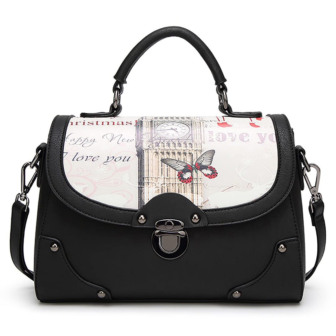 DIRRONA Elegant Damen Handtasche Modedruck Schultertasche Lässig Reisen Umhängetasche Mittel PU Lede