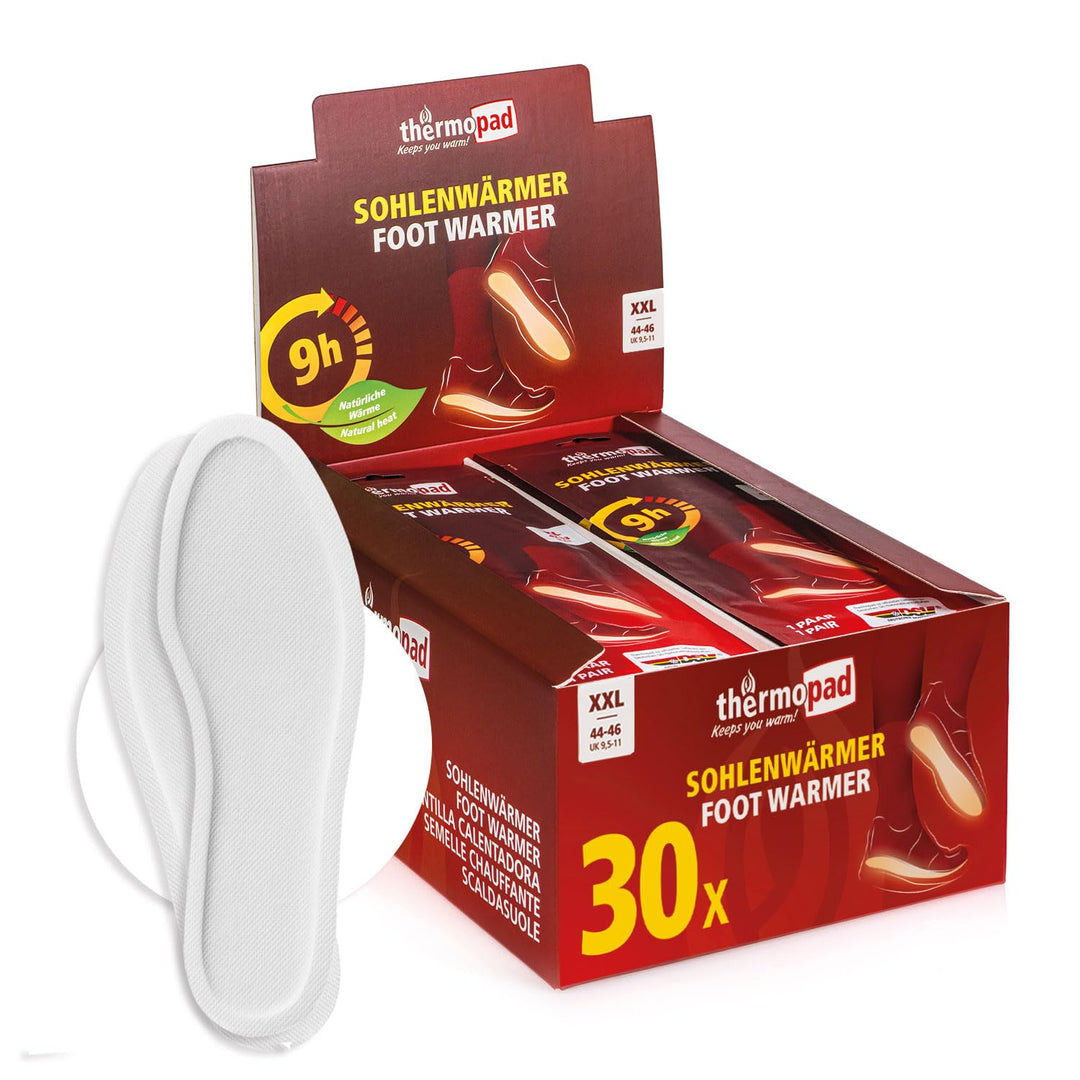 THERMOPAD Sohlenwärmer (Einlegesohle) – DAS ORIGINAL: 30 Paar Wärmepads für 8 Stunden Wärme I Sofort