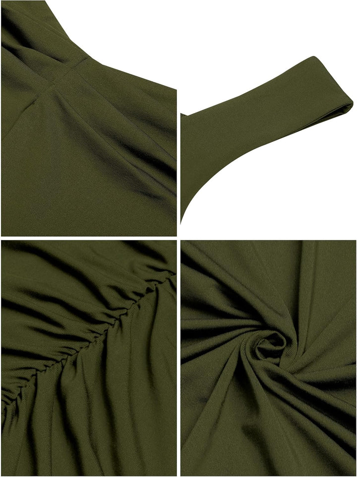 Missufe Damen Cocktailkleid Partykleid Bodycon Minikleid Elegant Enges Kleider S Armeegrün, S Armeeg