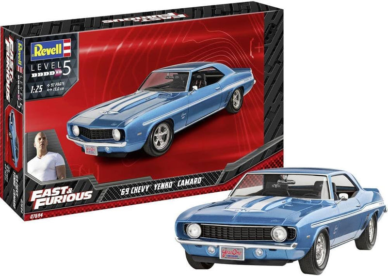 Revell 07694 1969 Chevy Yenko Camaro, Automodell 1:25 zu der bekannten Filmreihe, 19,0 cm The Fast a