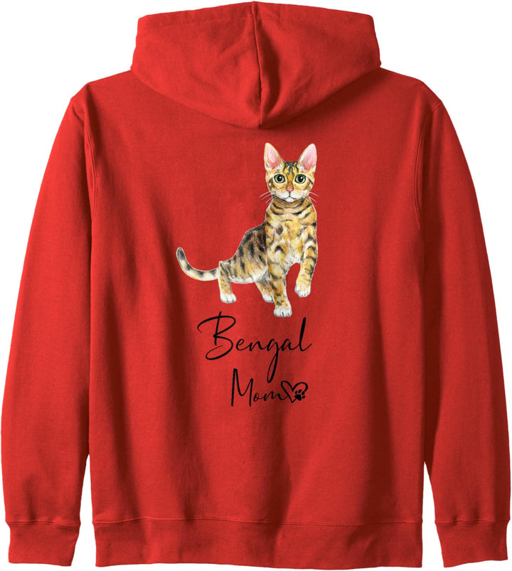 BENGAL MOM Mama Katze Katzenmama Frauchen Rückendruck Kapuzenjacke