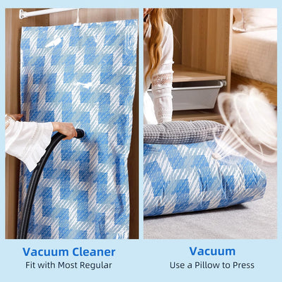 TAILI Hängende Vakuumbeutel für Kleidung, 4 Packungen (135x70cm), Vakuumierbeutel Kleidung für Anzüg