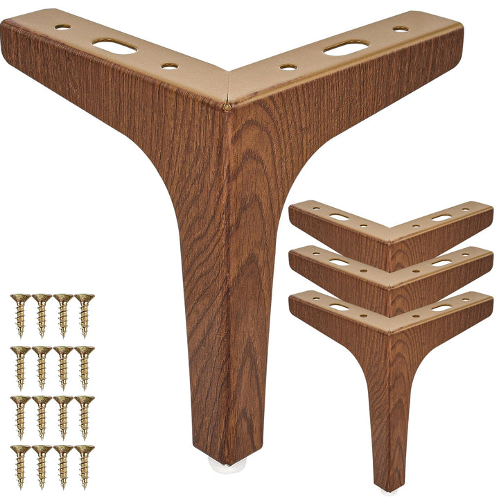 La Vane 4er Set Metall Möbelfüsse (17cm Höhe) Walnuss - Diamant-Dreieck Design für Schrank, Sofa, Co