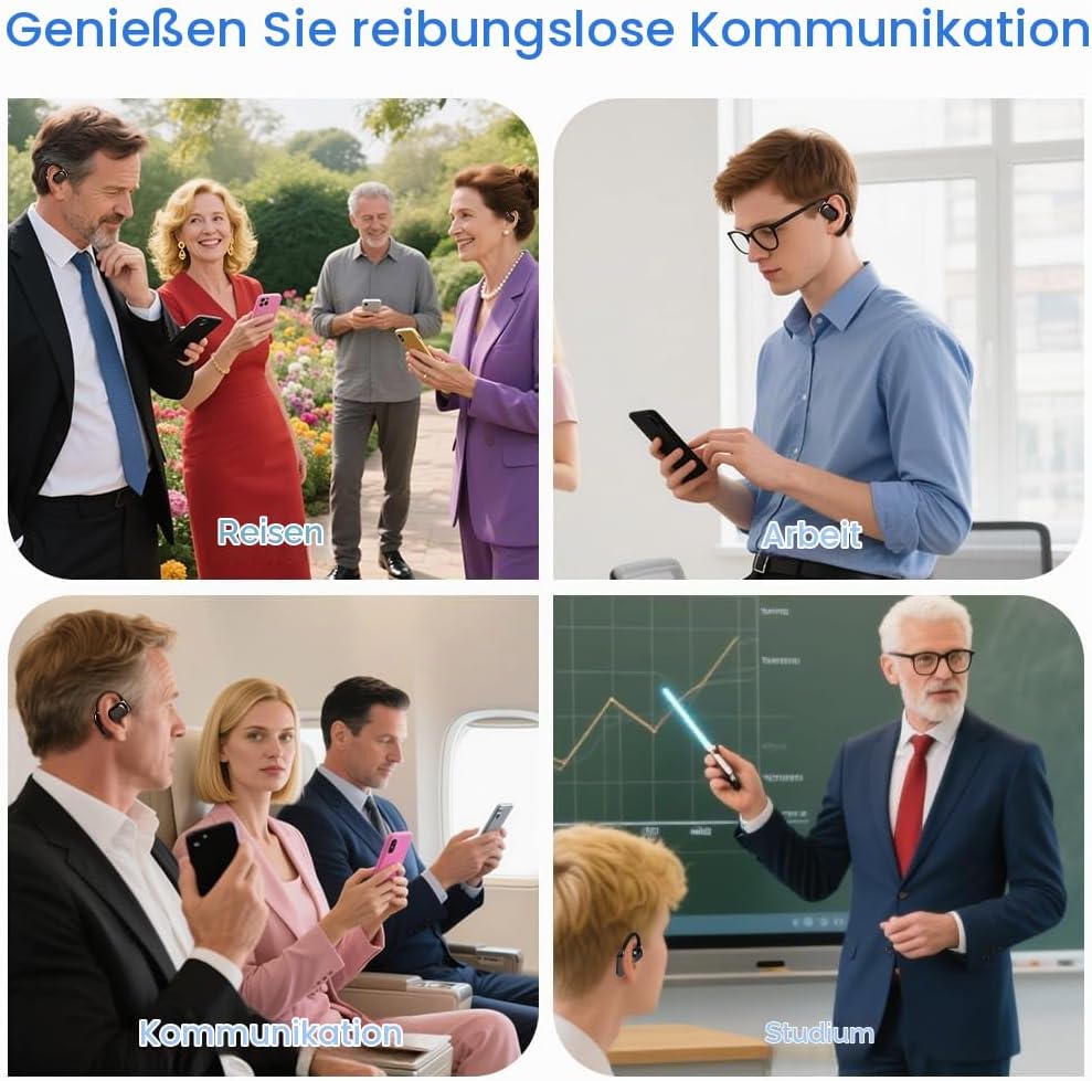 AI Übersetzer Kopfhörer, Echtzeit Übersetzungskopfhörer 144 Sprachen, Translation Earbuds Bluetooth