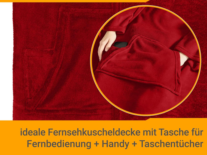npluseins Decke mit Ärmeln Geschenke für Frauen und Männer 130x180 cm TV Deckenpullover Kuscheldecke