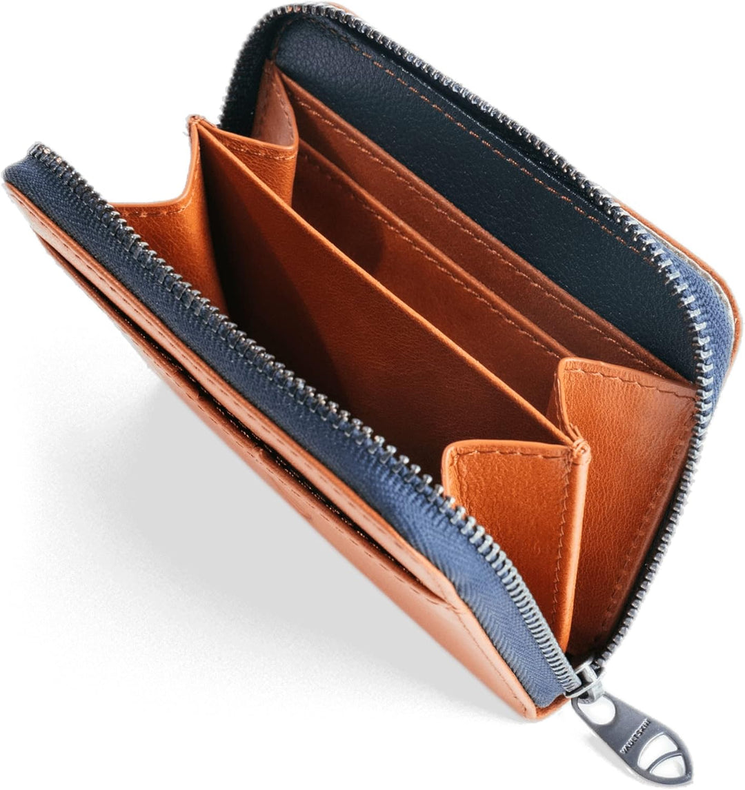 Vaultskin Mayfair Minimalistische Geldbörse aus Leder mit Reissverschluss Kleiner RFID-blockierender