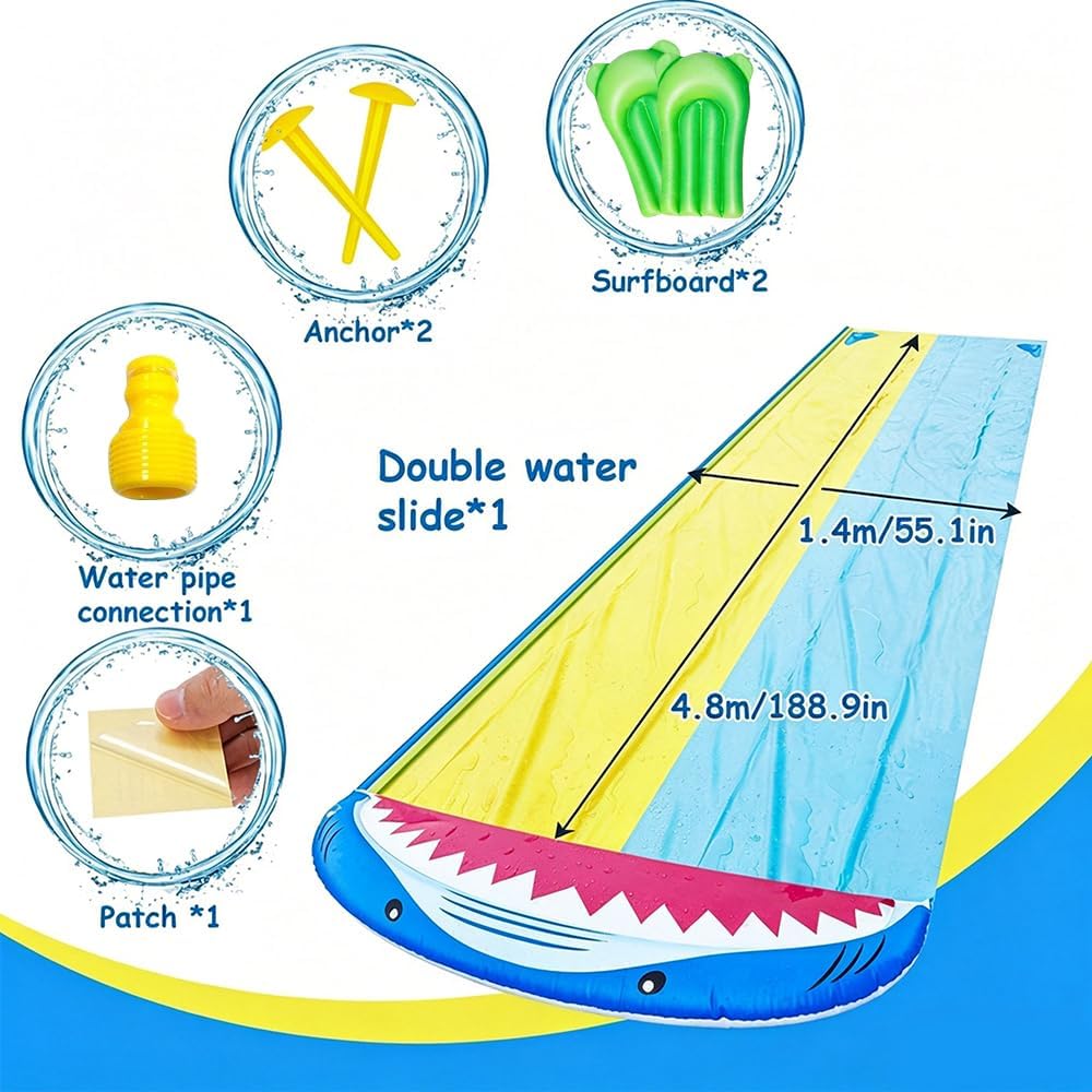 480 x 140 cm Wasserrutsche Garten für Kinder, Wasserrutsche Kinder Draussen, Wasserrutsche Aufblasba