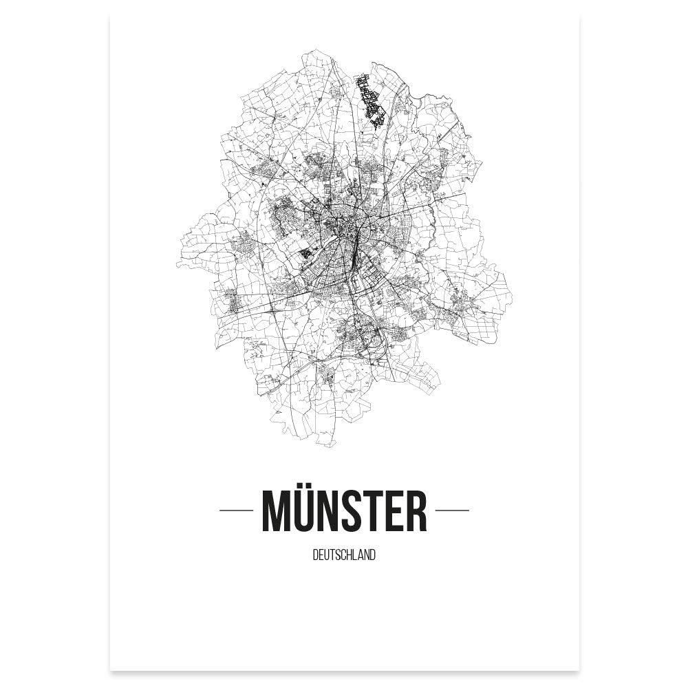 JUNIWORDS Stadtposter, Münster, Wähle eine Grösse, 40 x 60 cm, Poster, Schrift B, Weiss 40 x 60 cm S